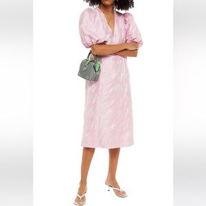 Ganni Jacquard Midi Dress in Baby Pink